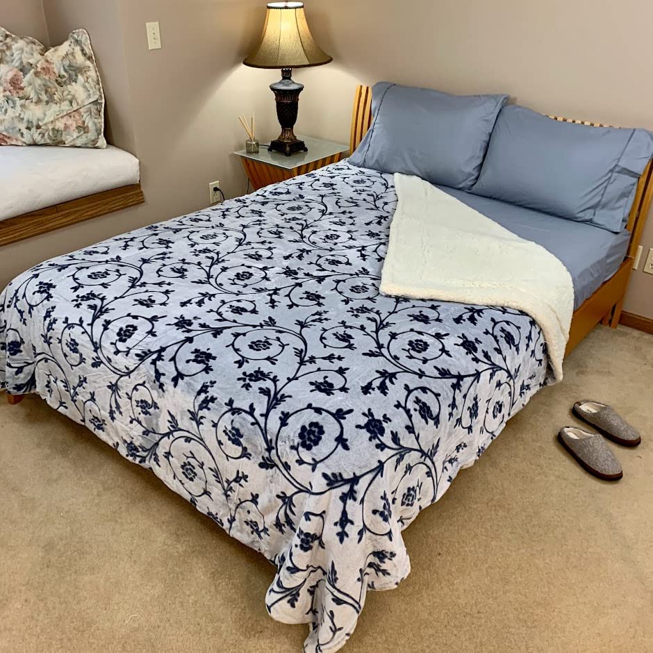 Sacred Thread Sherpa Fleece Blanket, Super Fuzzy, Soft and Cozy Queen Blanket, Plush Throw Blanket for Sofa, Couch and Bed, Reversible Winter Blanket, 15+ Designs Available