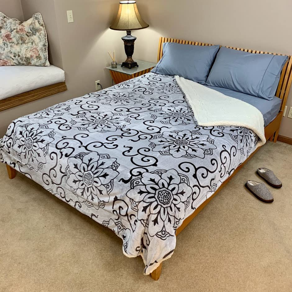Sacred Thread Sherpa Fleece Blanket, Super Fuzzy, Soft and Cozy Queen Blanket, Plush Throw Blanket for Sofa, Couch and Bed, Reversible Winter Blanket, 15+ Designs Available