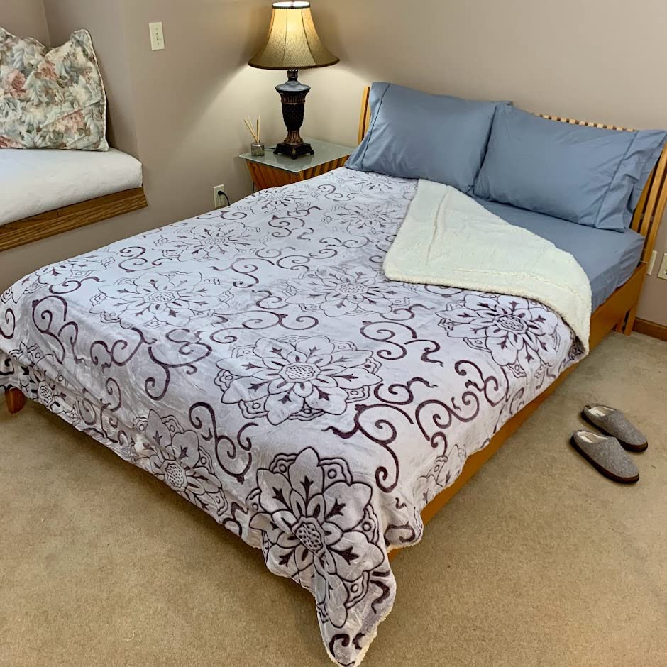 Sacred Thread Sherpa Fleece Blanket, Super Fuzzy, Soft and Cozy Queen Blanket, Plush Throw Blanket for Sofa, Couch and Bed, Reversible Winter Blanket, 15+ Designs Available