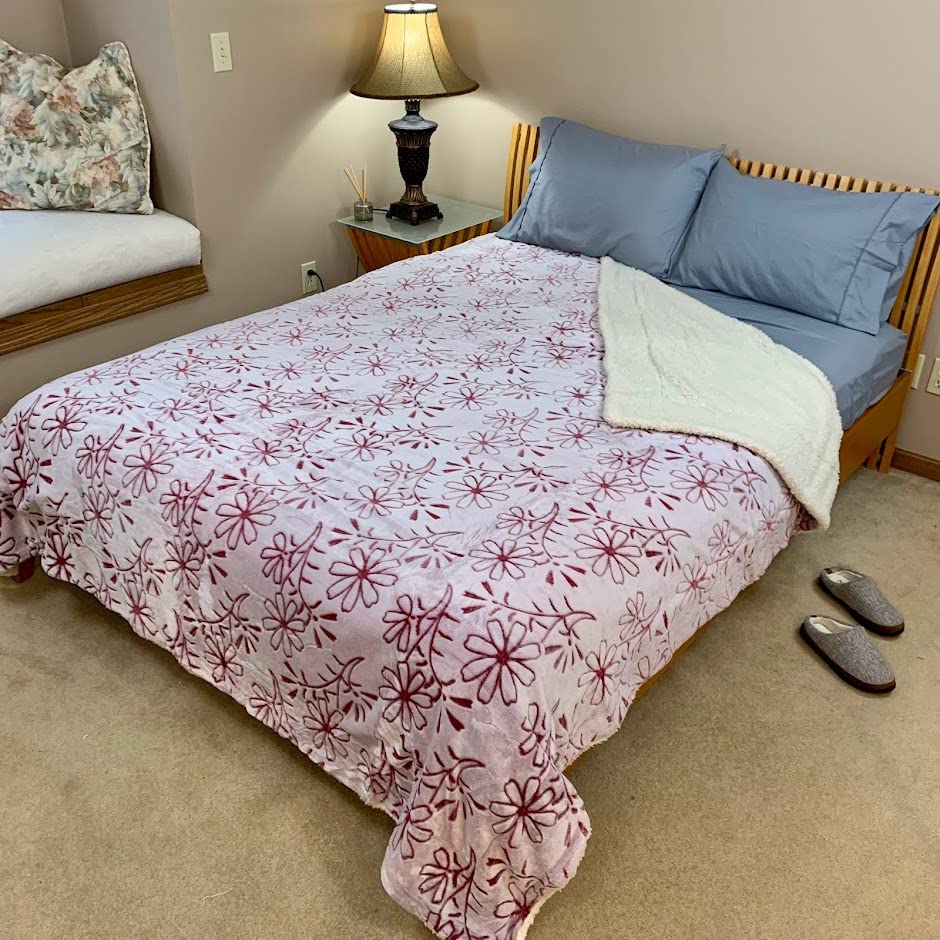 Sacred Thread Sherpa Fleece Blanket, Super Fuzzy, Soft and Cozy Queen Blanket, Plush Throw Blanket for Sofa, Couch and Bed, Reversible Winter Blanket, 15+ Designs Available