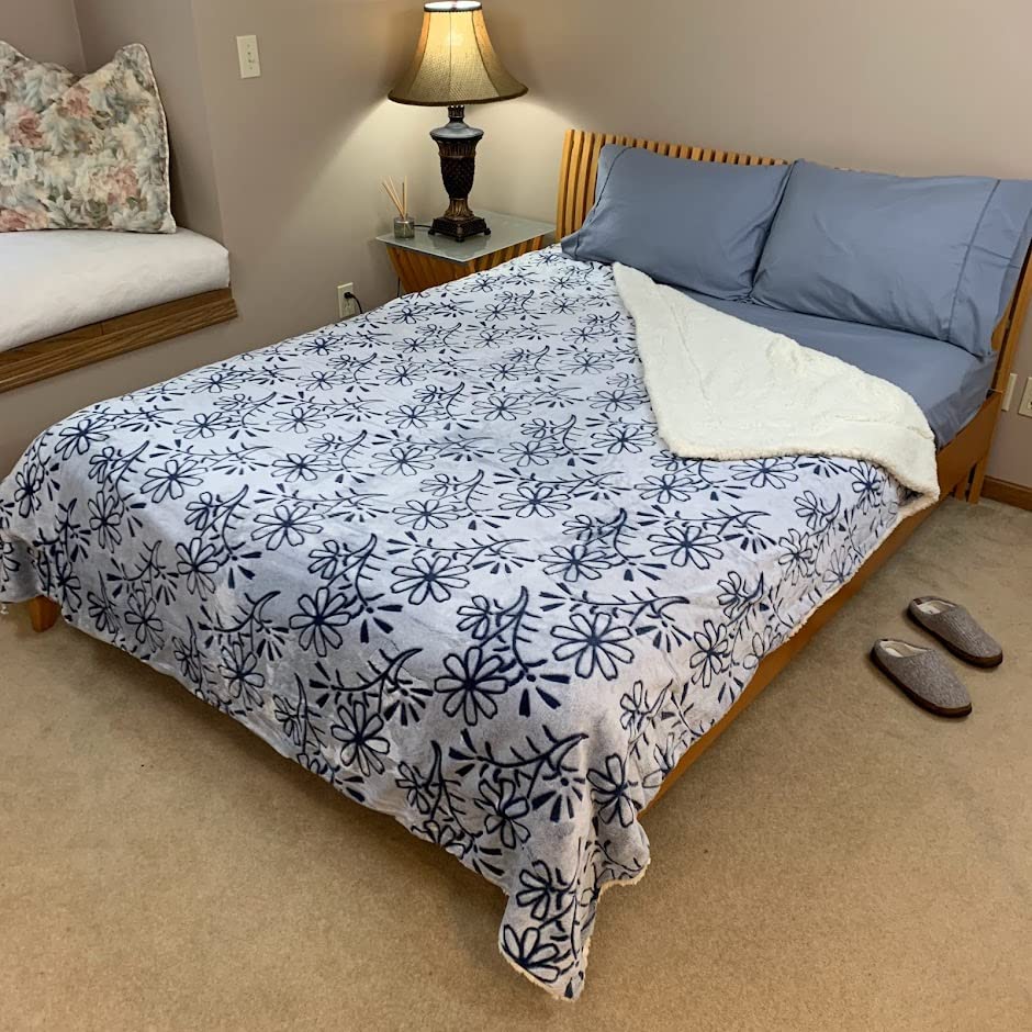 Sacred Thread Sherpa Fleece Blanket, Super Fuzzy, Soft and Cozy Queen Blanket, Plush Throw Blanket for Sofa, Couch and Bed, Reversible Winter Blanket, 15+ Designs Available