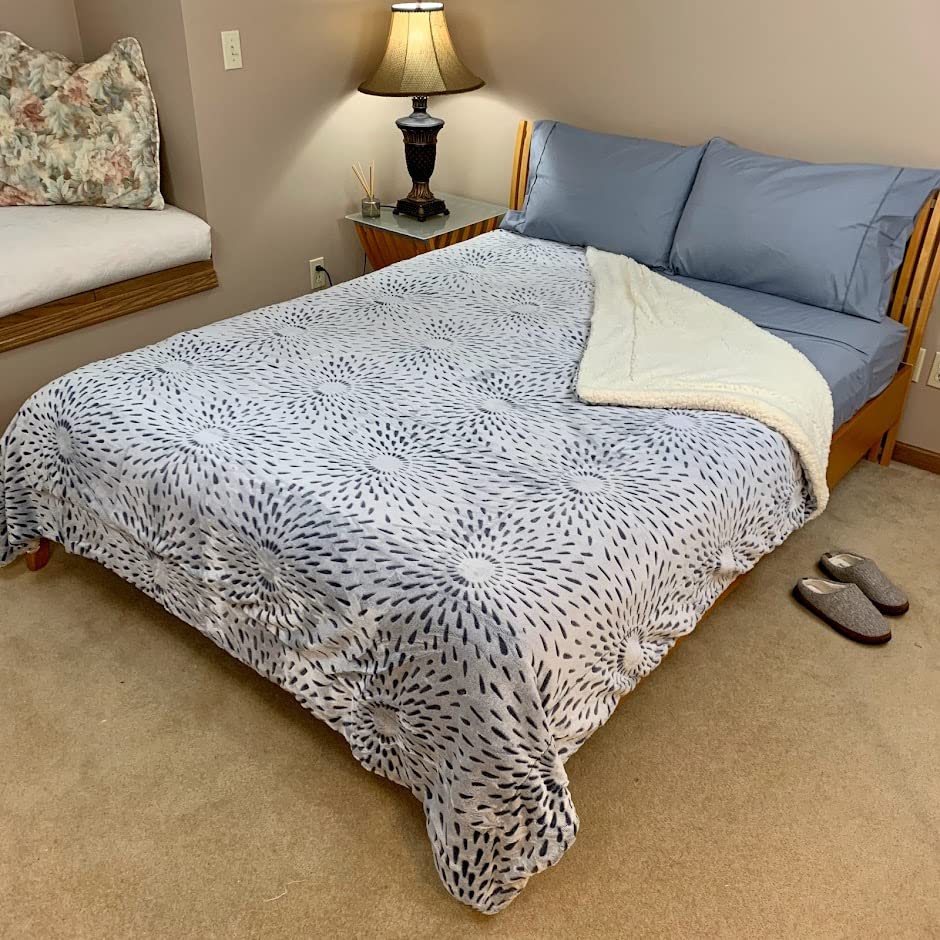 Sacred Thread Sherpa Fleece Blanket, Super Fuzzy, Soft and Cozy Queen Blanket, Plush Throw Blanket for Sofa, Couch and Bed, Reversible Winter Blanket, 15+ Designs Available