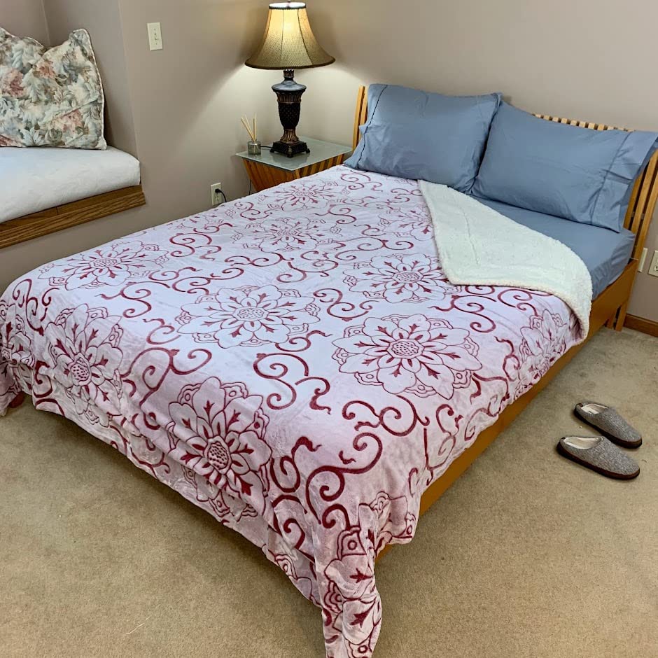 Sacred Thread Sherpa Fleece Blanket, Super Fuzzy, Soft and Cozy Queen Blanket, Plush Throw Blanket for Sofa, Couch and Bed, Reversible Winter Blanket, 15+ Designs Available