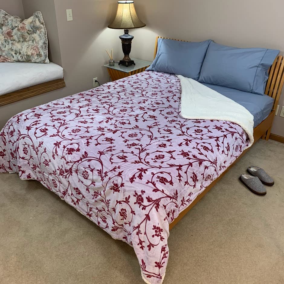 Sacred Thread Sherpa Fleece Blanket, Super Fuzzy, Soft and Cozy Queen Blanket, Plush Throw Blanket for Sofa, Couch and Bed, Reversible Winter Blanket, 15+ Designs Available